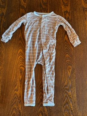 Kickee Pants Blue and White Striped Baby One-Piece